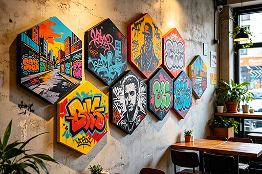 Product Canvas Print Display Stretched Canvas in Hexagon